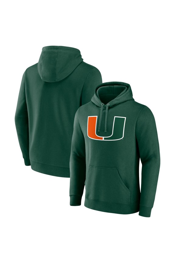 Men's Green Miami Hurricanes Logo Pullover Hoodie
