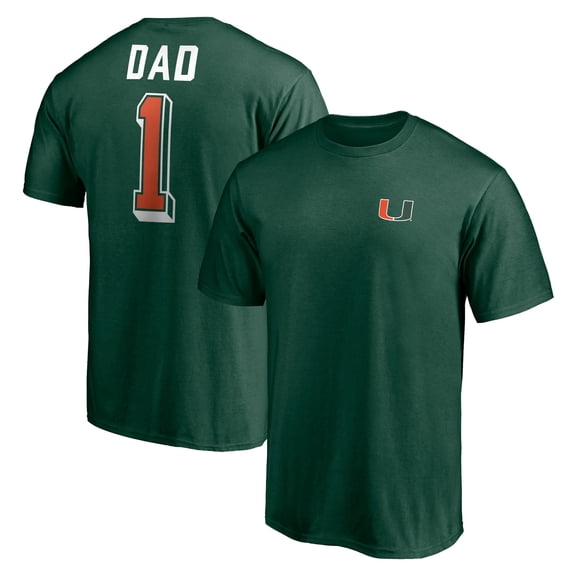 Men's Green Miami Hurricanes Number One Dad T-Shirt
