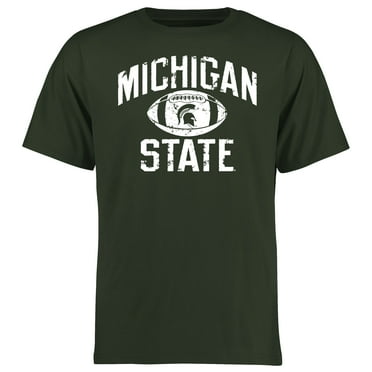 Men's Green Michigan State Spartans Distressed Football T-Shirt