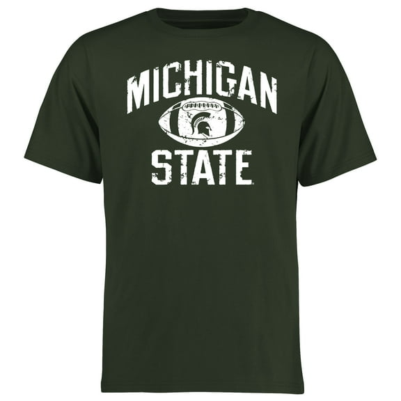 Men's Green Michigan State Spartans Distressed Football T-Shirt