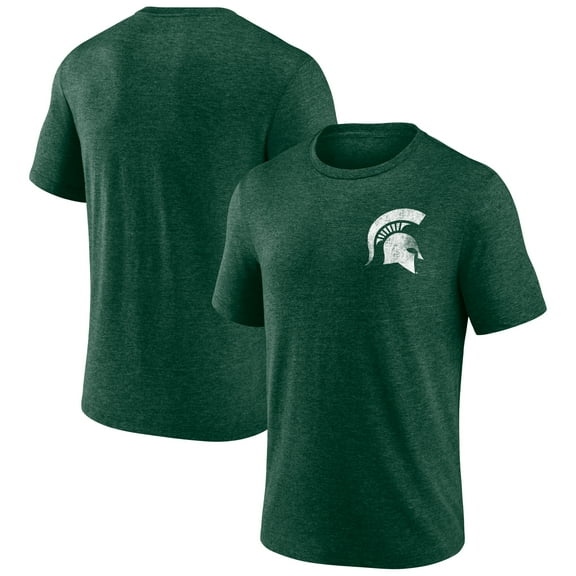 Men's Green Michigan State Spartans Left Distressed Logo Tri-Blend T-Shirt