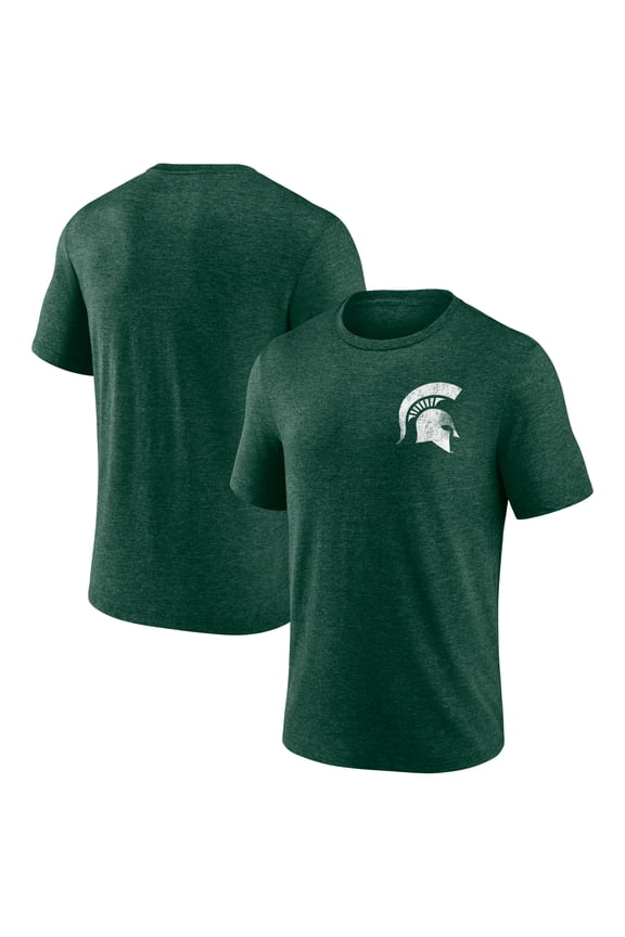 Men's Green Michigan State Spartans Left Distressed Logo Tri-Blend T-Shirt