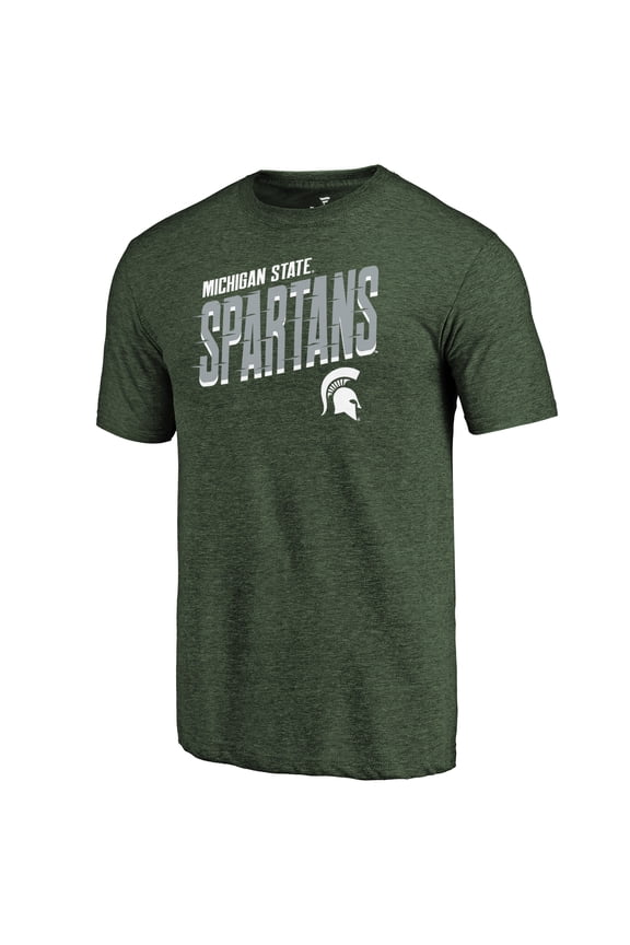 Men's Green Michigan State Spartans Slant Strike Tri-Blend T-Shirt