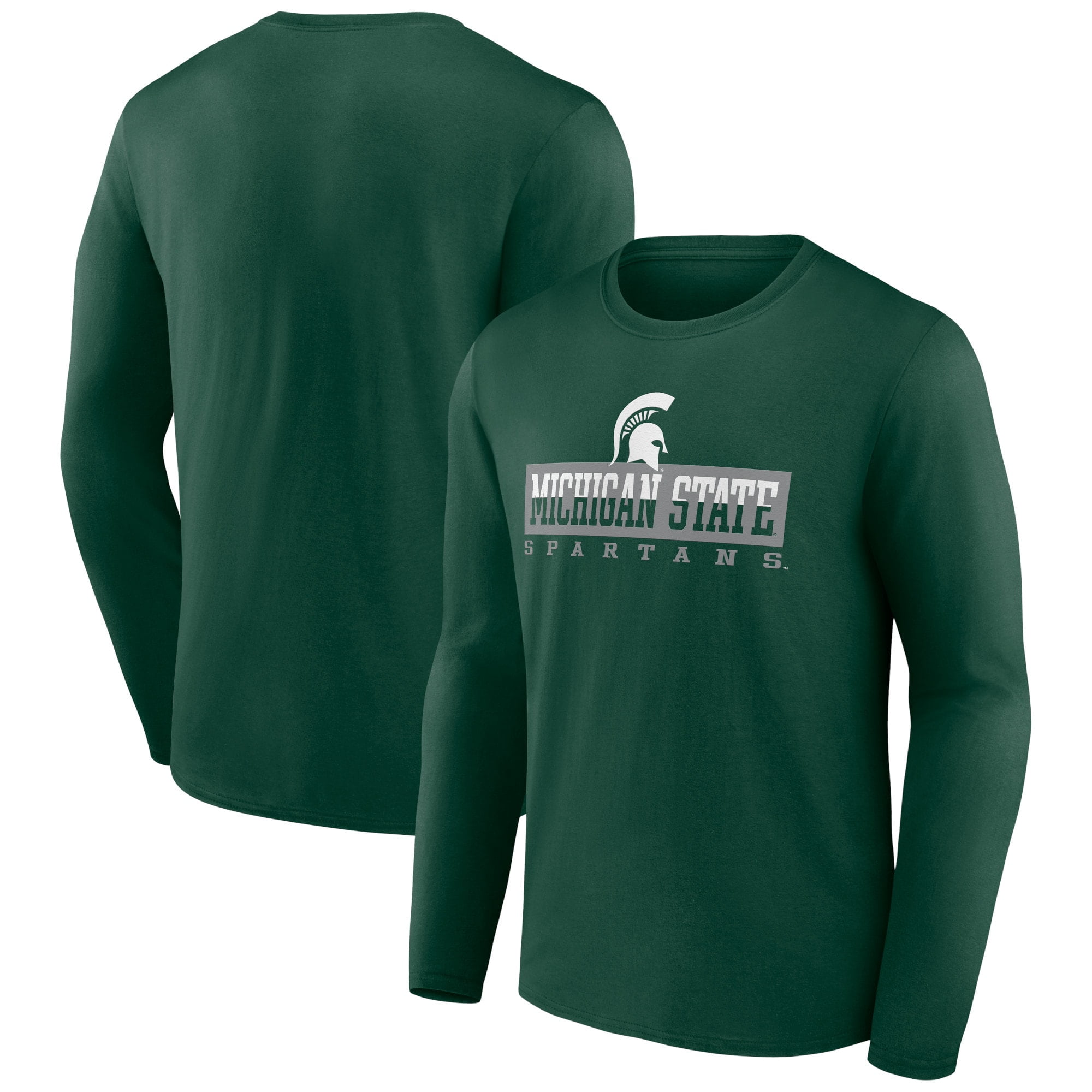 Men's Green Michigan State Spartans Split Tonal Long Sleeve T-Shirt ...