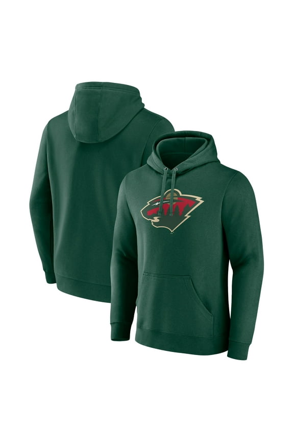 Men's Green Minnesota Wild Primary Logo Pullover Hoodie