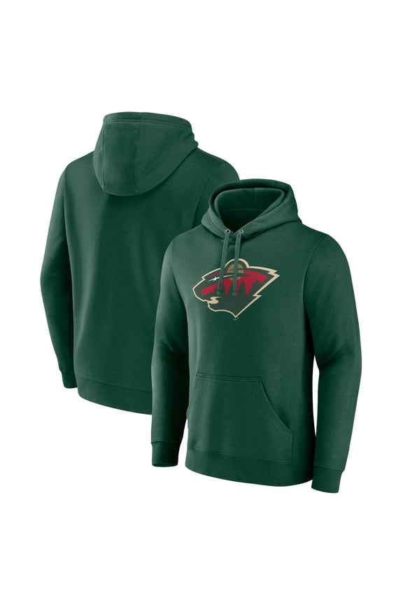 Men's Green Minnesota Wild Primary Logo Pullover Hoodie