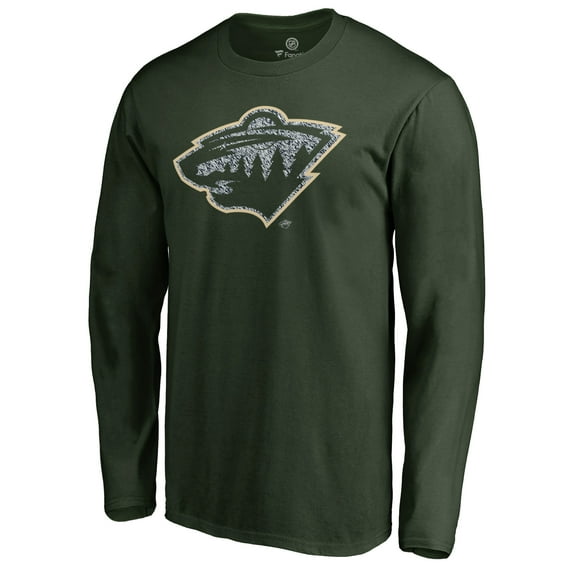Men's Green Minnesota Wild Static Logo Long Sleeve T-Shirt