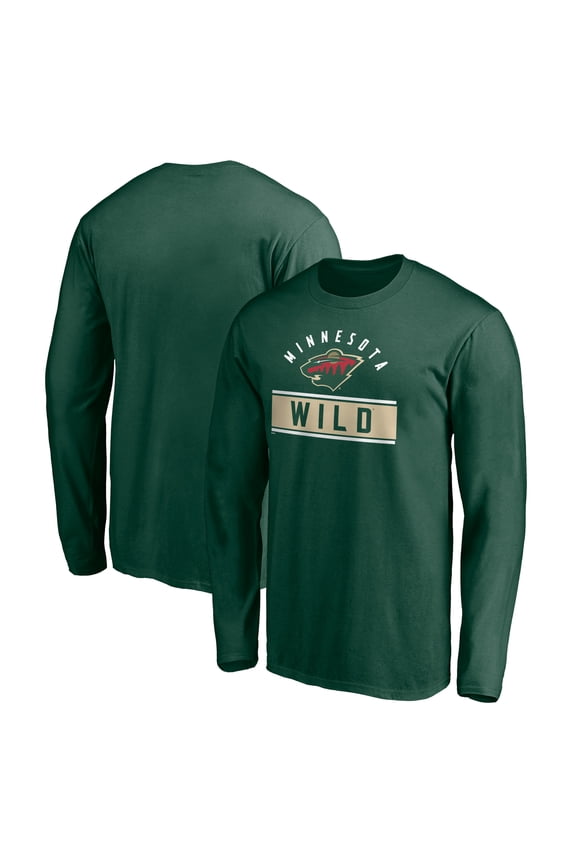 Men's Green Minnesota Wild Team Arch Knockout Long Sleeve T-Shirt