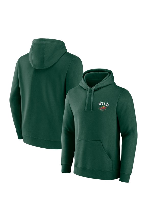 Men's  Green Minnesota Wild Team Lockup Pullover Hoodie