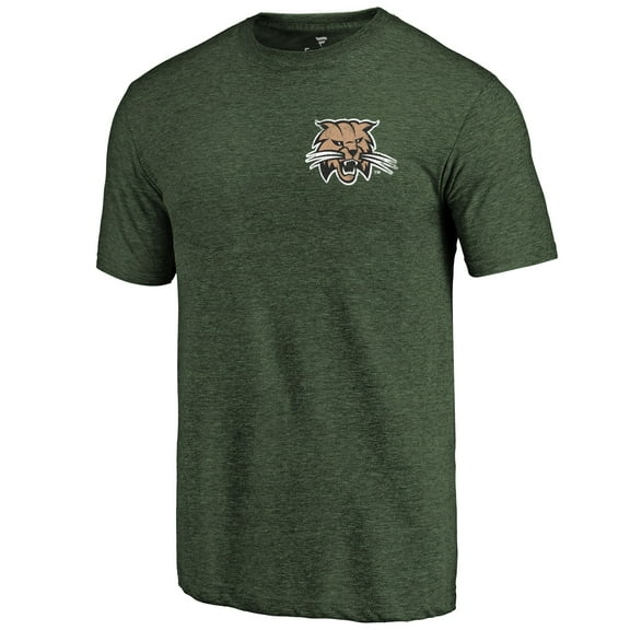 Men's Green Ohio Bobcats Left Chest Distressed Logo Tri-Blend T-Shirt