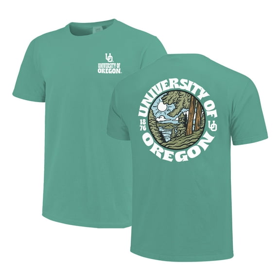 Men's  Green Oregon Ducks Comfort Colors Thick Lined Landscape T-Shirt