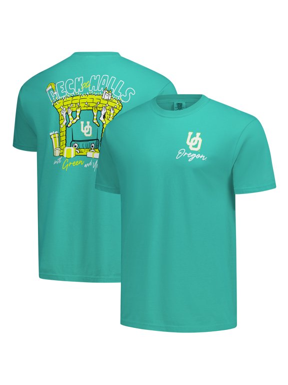 Men's Green Oregon Ducks Deck the Halls Comfort Colors T-Shirt