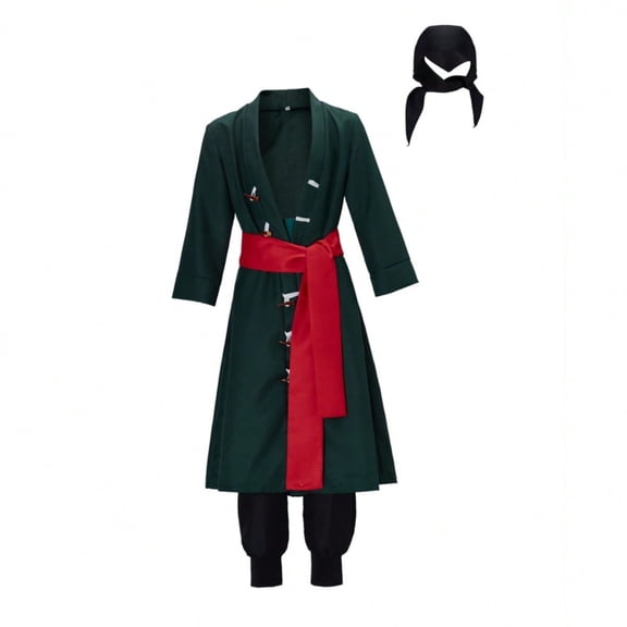 Men's Green Robe with a Red Belt