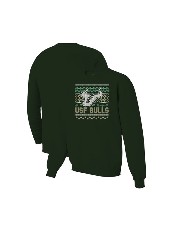 Men's Green South Florida Bulls Holiday Fleece Crewneck Sweatshirt