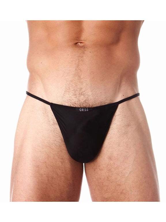 Men's Gregg Homme 100614 Voyeur Hyperstretch Microfiber Low Rise G-String (Black S)