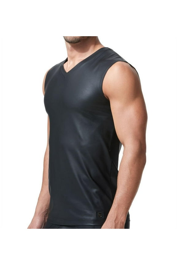 Men's Gregg Homme 152622 Crave Faux Leather Muscle Shirt (Black S)