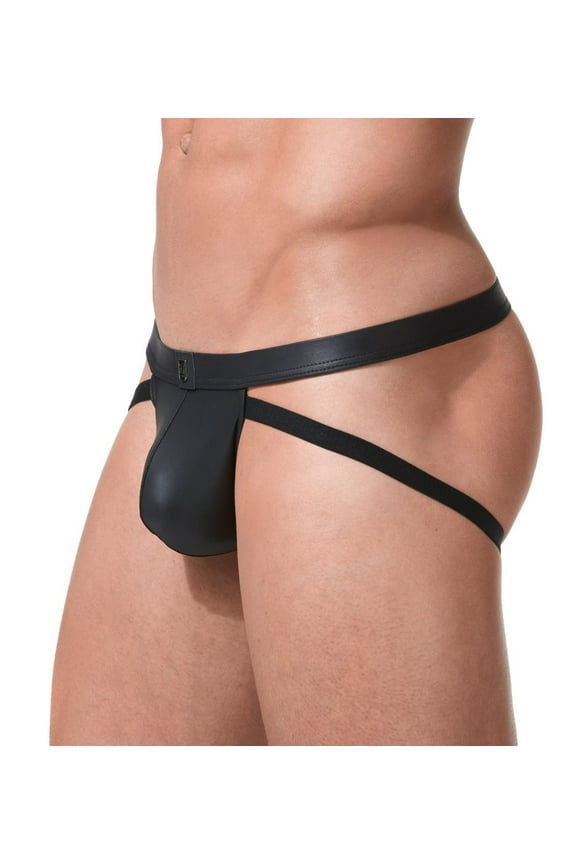 Men's Gregg Homme 152634 Crave Faux Leather Jock (Black L)