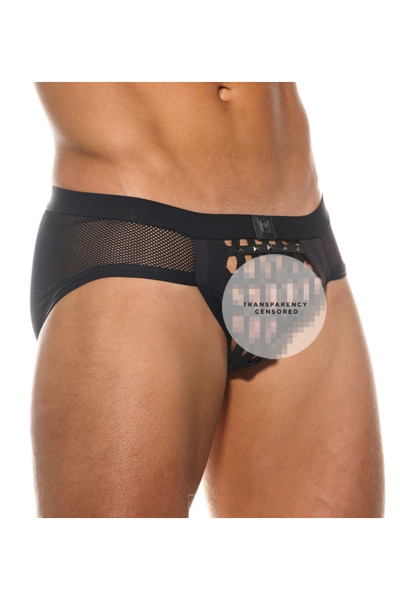 Men's Gregg Homme 200403 Muzzle Caged Sheer Brief (Black XL)