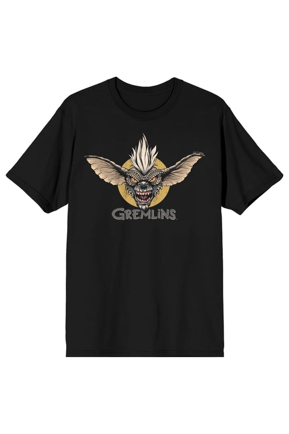Gremlins Full Color Vintaged Spike on Black Short Sleeve Adult T-Shirt-XXL