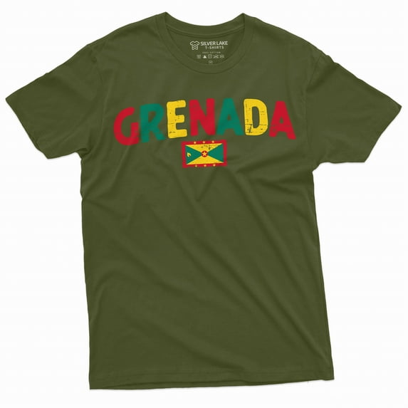 Men's Grenada Shirt Grenada Patriotic Shirt Grenadian Gifts Grenada Traveler Shirt Grenada Lover Tee (3X-Large Military Green)