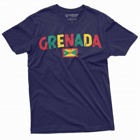 Men's Grenada Shirt Grenada Patriotic Shirt Grenadian Gifts Grenada Traveler Shirt Grenada Lover Tee (Large Navy Blue)