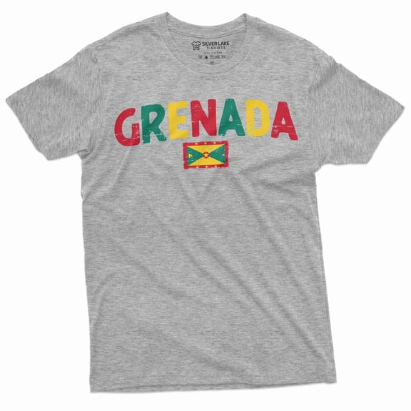 Men's Grenada Shirt Grenada Patriotic Shirt Grenadian Gifts Grenada Traveler Shirt Grenada Lover Tee (Small Grey)