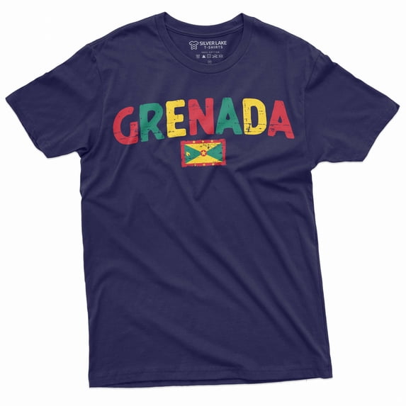 Men's Grenada Shirt Grenada Patriotic Shirt Grenadian Gifts Grenada Traveler Shirt Grenada Lover Tee (XX-Large Navy Blue)