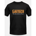 thumbnail image 1 of Men’s Gretsch Graphic T-Shirt - Black, Short Sleeve, Casual Fit, 100% Cotton, Round Neck, Machine Washable, Great Gretsch Sound Design Logo, Orange & White Print, Comfortable ge T Shirts, 1 of 5