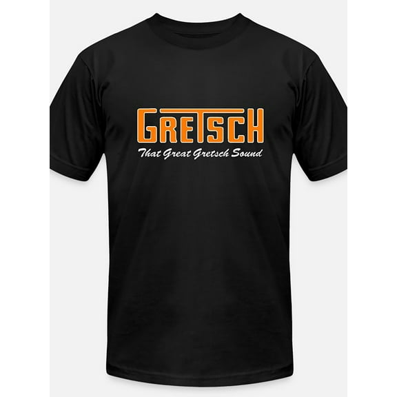 Men’s Gretsch Graphic T-Shirt - Black, Short Sleeve, Casual Fit, 100% Cotton, Round Neck, Machine Washable, Great Gretsch Sound Design Logo, Orange & White Print, Comfortable ge T Shirts
