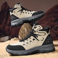thumbnail image 1 of Men's Grey Black High-Top Hiking Boots, Non-Slip Waterproof Work Boots, Shock Absorption Outdoor Shoes for Trekking, 1 of 9
