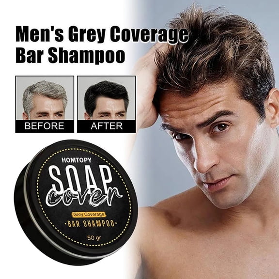 Men's Grey Coverage Bar Shampoo - Hair Darkening Black Soap, Natural Hair Color, Melanin Boost, Strengthen Hair Roots, Nourishing Hair Soap for Home Hair Care, 85g Winter Wedding, Christmas,Season,