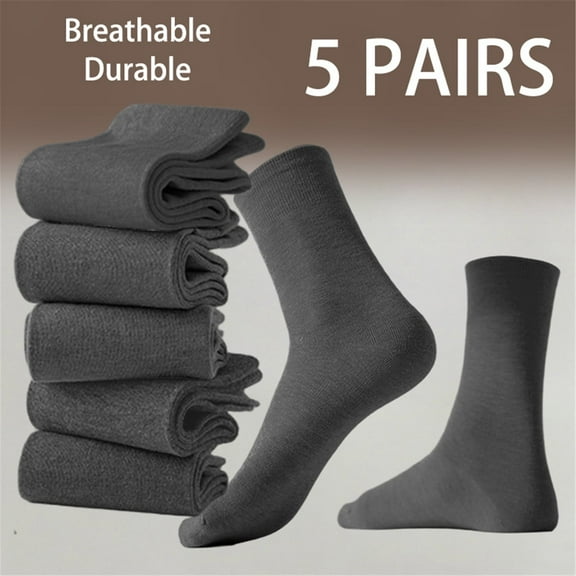 Men’s Grey Crew Socks – Thin, Lightweight, Breathable, One Size Fits All, Soft & Durable Dress and Casual Socks