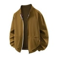 thumbnail image 1 of Men's Grid Splice Varsity Jackets Full-Zip Long Sleeve Cardigan Blazer Loose Fit Thermal Jackets Stand Up Collar Zipper Cardigan Top Jacket, 1 of 2