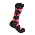 thumbnail image 1 of Men's Groomsmen Wedding|Party Events|Gala Collection Black/Bright Pink Argyle Dress socks, 1 of 7