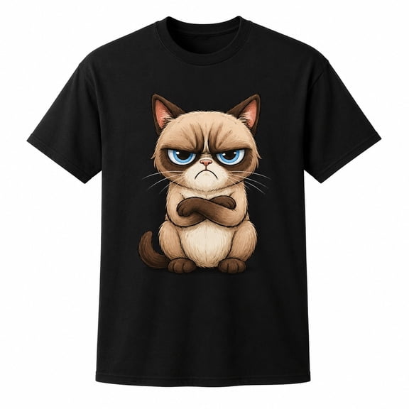 Men's Grumpy Cat Graphic T-Shirt, Unisex Classic Fit Cotton Crewneck Tee