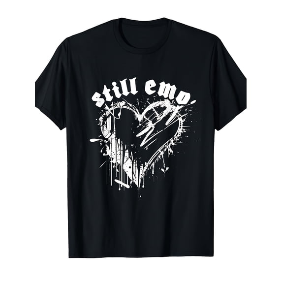 Men's Grunge Gothic Splatter Still Emo Heart T-Shirt