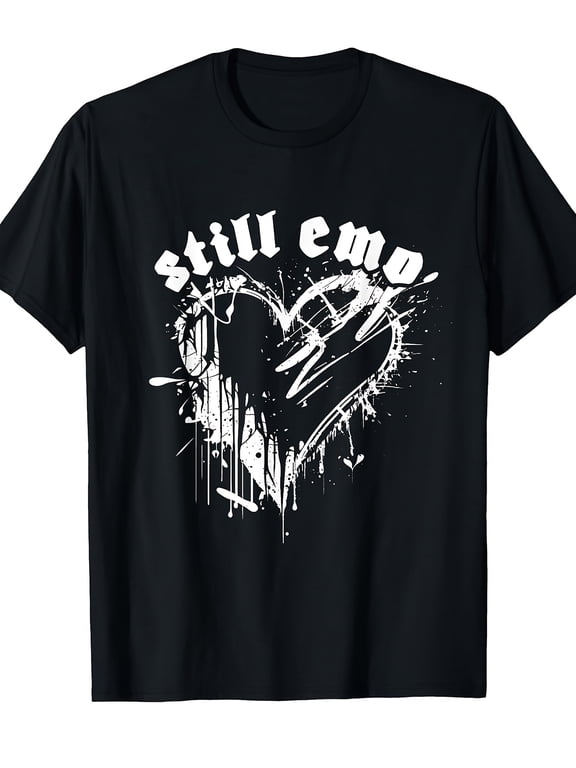 Men's Grunge Gothic Splatter Still Emo Heart T-Shirt