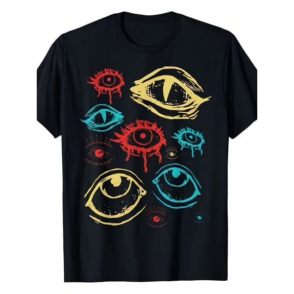 Men's Grunge Psychedelic Multiple Dripping Eyes T-Shirt