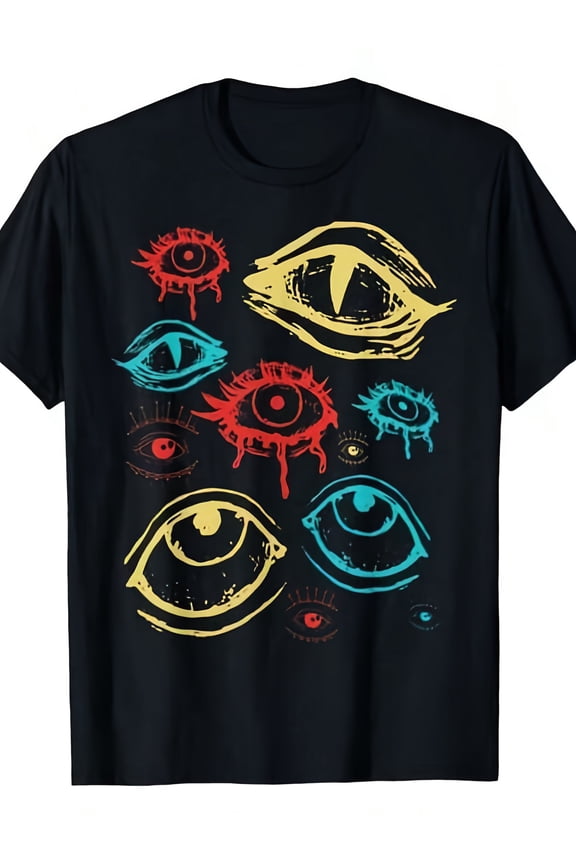 Men's Grunge Psychedelic Multiple Dripping Eyes T-Shirt