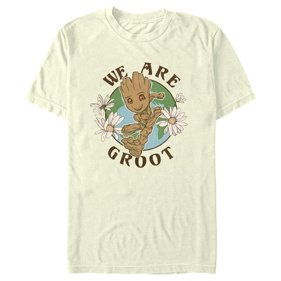 Men's Guardians of the Galaxy Earth Day We Are Groot Graphic Tee Beige 2X Large