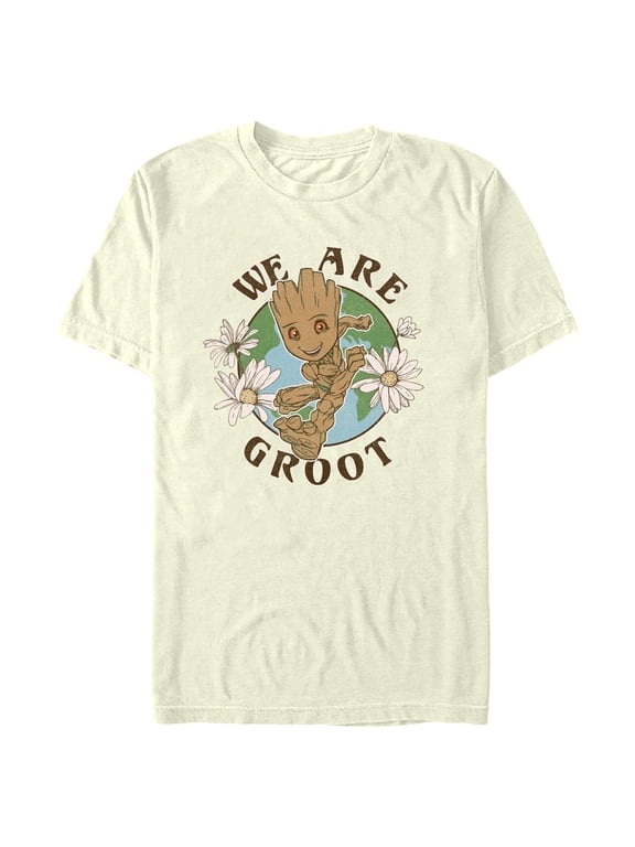 Men's Guardians of the Galaxy Earth Day We Are Groot Graphic Tee Beige Small