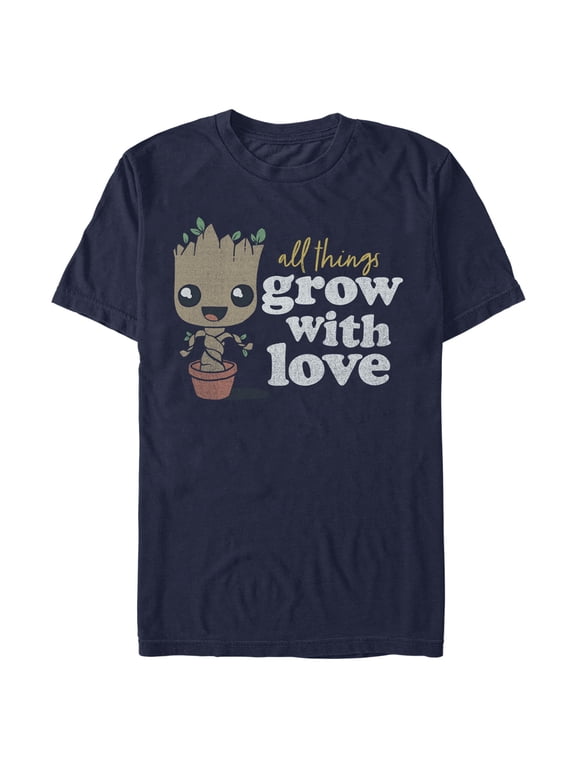 Men's Guardians of the Galaxy Groot All Things Grow with Love Graphic Tee Navy Blue X Large