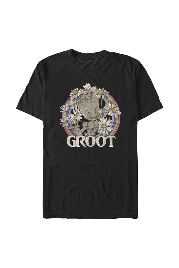 Men's Guardians of the Galaxy Groot Springtime Graphic Tee Black Large
