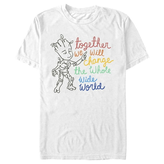 Men's Guardians of the Galaxy Groot Together We Will Change the World Graphic Tee White X Large