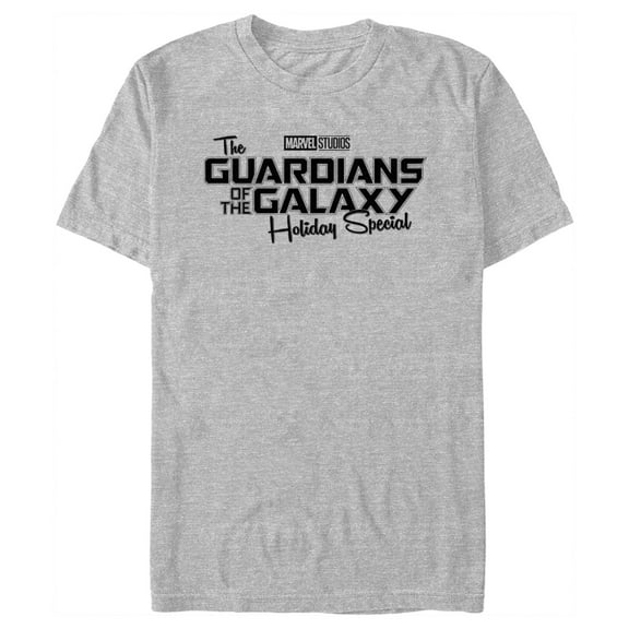 Men's Guardians of the Galaxy Holiday Special Black Logo Graphic Tee Athletic Heather 2X Large