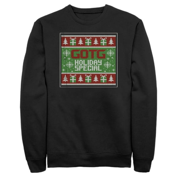 Men's Guardians of the Galaxy Holiday Special Christmas Sweater Square  Sweatshirt Black X Large