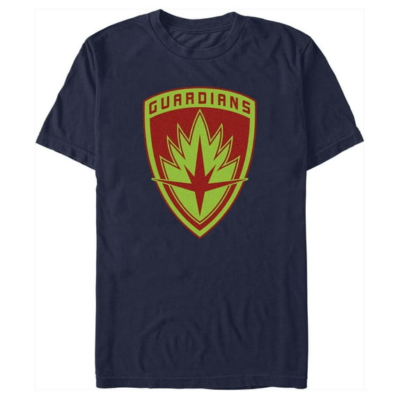 Men's Guardians of the Galaxy Holiday Special Guardians Badge Graphic Tee Navy Blue Medium