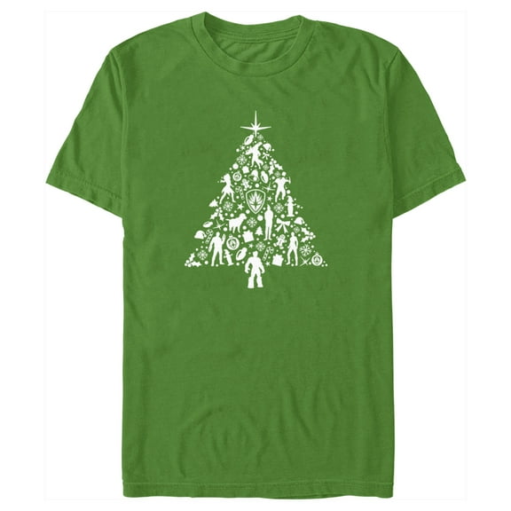 Men's Guardians of the Galaxy Holiday Special Silhouettes Christmas Tree  Graphic Tee Kelly Green X Large