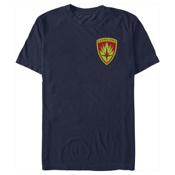 Men's Guardians of the Galaxy Holiday Special Small Guardians Badge Graphic Tee Navy Blue Small