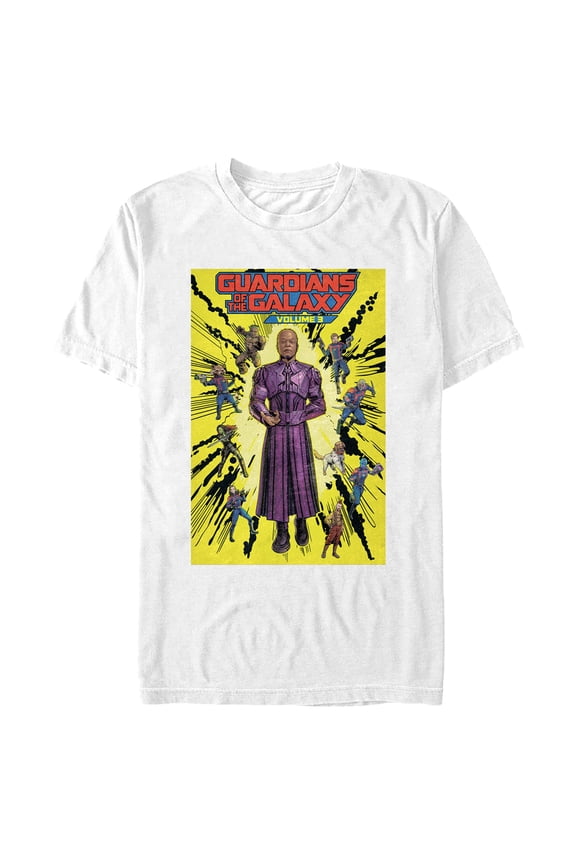 Men's Guardians of the Galaxy Vol. 3 High Evolutionary Group Comic Book Poster Graphic Tee White Large